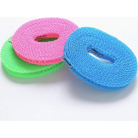 1 Pack Retractable Portable Travel Clothesline - Durable and Windproof, Great for Camping, Home, Balcony and Patio - Clothesline - Outdoor Clothesline (Blue, Pink, Green 5m/16.4ft) (1/5)