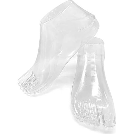 1 paire de supports de chaussures en plastique pour modèles de pieds, destinés à présenter des chaussures montantes. (1/5)