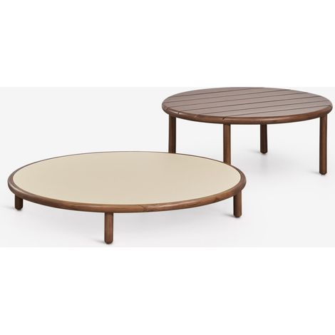 Set de 2 tables basses rondes pour jardin en bois d'acacia Olivia SKLUM Beige Semoline - Brun Acacia foncé