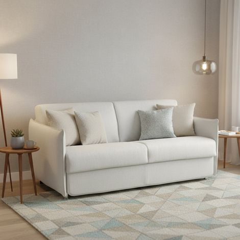 Sofá Cama 3 Plazas Gravere, Desenfundable, con Cajón Made in Italy, Lavable, 200x95 cm Gris Claro (1/5)
