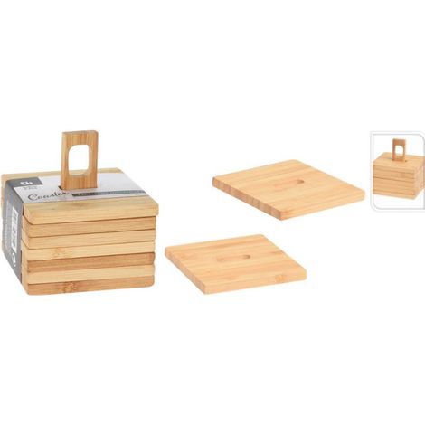 Juego de 6 posavasos de cristal con soporte