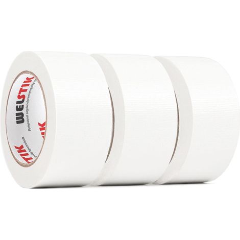 Ruban Adhésif Toilé Blanc, Lot de 3 Rouleaux (48 mm x 27 m) (1/5)