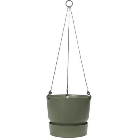 ELHO Pot de fleurs a suspendre Greenville - Ø 23,9 x H 20,3 cm - Extérieur - Vert feuille
