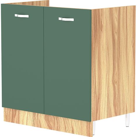 Mobile Sottolavello Cucina Componibile Mobiletto Legno Colore Verde con 2 Ante