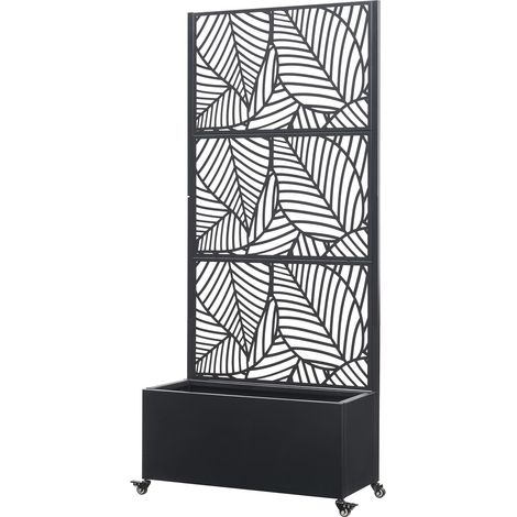 Mampara con jardinera acero galvanizado 190 x 82 x 38 cm color negro 030009266 (1/5)