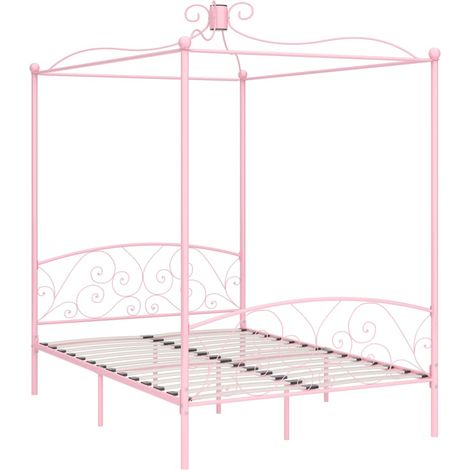 Maison Exclusive - Letto a Baldacchino Rosa in Metallo 120x200 cm