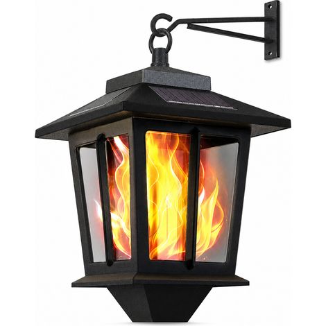 Lanterne Murale Solaire Extérieure Vintage à Effet Flamme, Aluminium Moulé, pour Jardin (1/5)