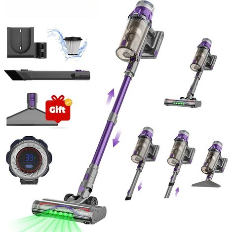 S25 aspirateur sans fil 650W 60kPa forte aspiration 70 minutes d'autonomie appareil ménager Portable batterie amovible, Violet (1/5)