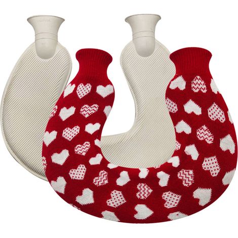 Bolsa de agua caliente de goma en forma de U para cuello/hombro, compatible con agua fría y caliente.