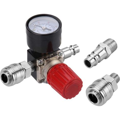 Régulateur de Pression d\'Air Trois voie valve 175psi 12bar 1/4 Pouce Manomètre à Air Régulateur pour compresseur (Nouveau 3 voie valve) (1/5)