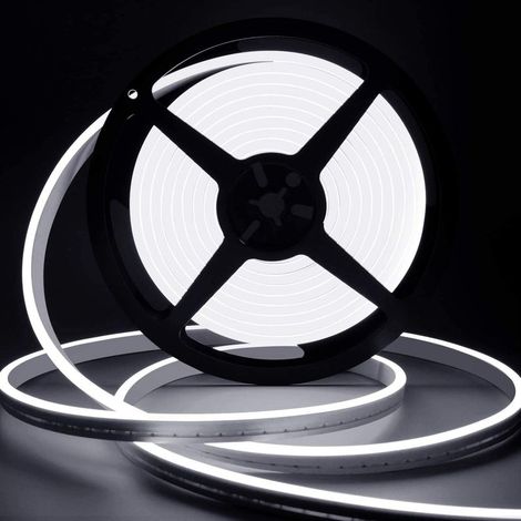 Ruban Led 10M, 24V 6000K Néon Blanc Dimmable Bande LED Lumineuse, IP65 Etanche Silicone Découpable Flexible Néon Lumière pour Chambre, Cuisine, Décoration (1/5)
