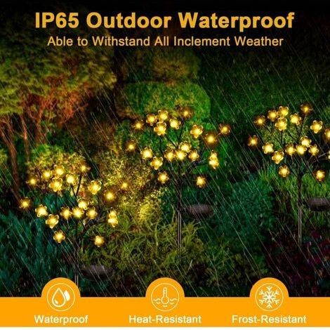 Solarbetriebene Gartenleuchten für den Außenbereich, 2 Stück, 20 LEDs, Blumendesign, IP65 wasserdicht, Gartendekoration für Balkon, Terrasse, Weg, Rasen (1/4)