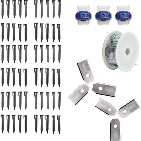 Kit d'accessoires pour Tondeuse Robot avec câble de délimitation de 50 m, 60 Jeux de Broches de délimitation, 3 connecteurs de câble de délimitation et 6 Lames de Coupe (1/5)
