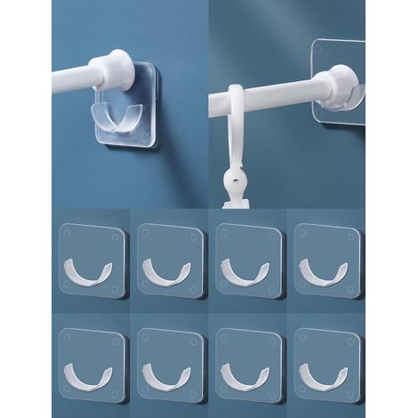 Lot de 10 supports de tringle à rideaux auto-adhésifs, crochets et supports de fixation. (1/5)