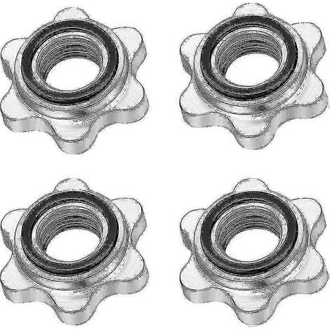 Lot de 4 colliers de serrage à vis antidérapants de 25 mm pour haltères, avec bouchons à vis pour barres d'haltères. (1/3)