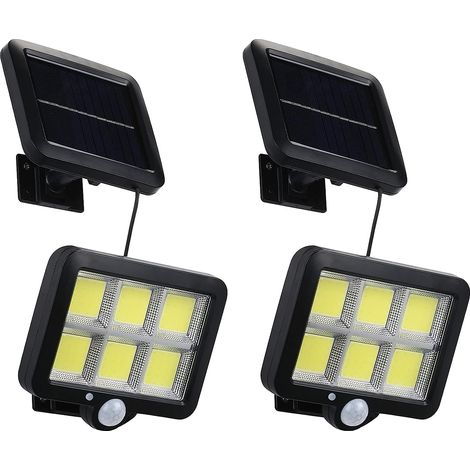 Lampe Solaire Extérieure 2pcs avec Détecteur de Mouvement 120 LED IP65 Étanche avec Câble de 5m 3 Modes Jardin (1/5)