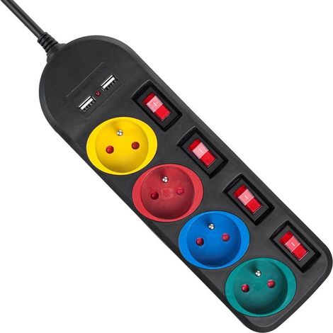 Steckdosenleiste Maclean MCE229 B schwarz 4 Steckdosen 2 USB