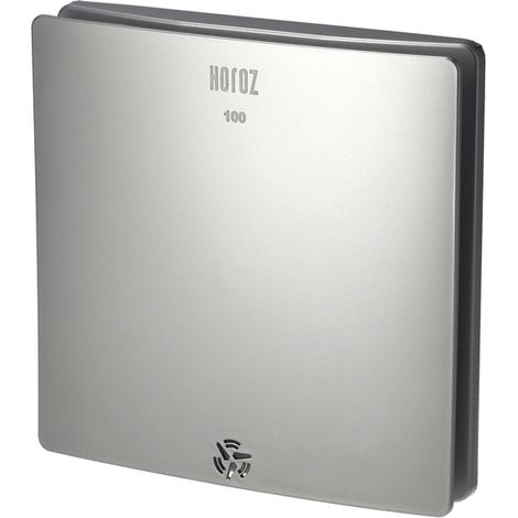 Aérateur simple flux carré 100 mm – Débit d'air 100 m³/h – Bruit 43 dB – Matériau ABS – Pour salle de bain, WC, cuisine – Horoz Electric