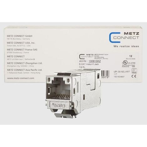 Metz connect e-dat modulokeystone cat.6a jack 180°, 12er vpe