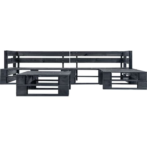Maison Exclusive - Divani da Giardino su Pallet 4 pz Neri in Legno (1/3)