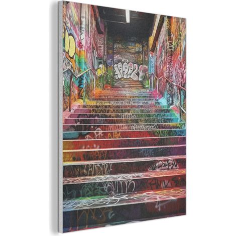 TABLEAU ACOUSTIQUE Escaliers - Graffiti - Couleurs - Art Décoration Maison 70x100 cm (1/5)