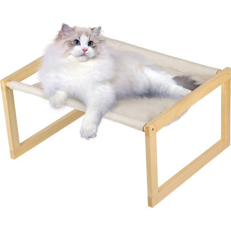Katze Hängematte, Massivholz Segeltuch Bett, abnehmbar und waschbar, für Indoor-Katze hölzerne Hängematte 50 x 40 x 25cm (1/5)