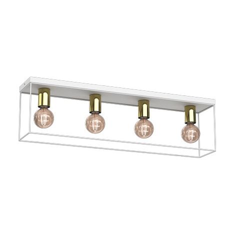 Plafonnier rectangulaire blanc/or Homen 4xE27 Luminex