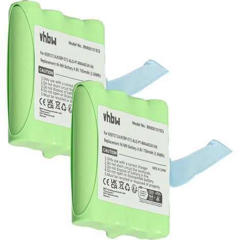 vhbw 2x Akku kompatibel mit Motorola TLKR T4, T5, T50, T6, T3, T80, T60, T61, T7, T8 Funkgerät, Walkie Talkie (700 mAh, 4,8 V, NiMH)