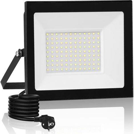 Projecteur LED 100W, 3000K Blanc chaud, IP66 Imperméable,  Pour Terrasse, Jardin, Garage, Cour