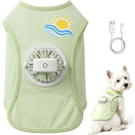 Gilet rafraîchissant léger for Chien, (Green,L,5 6.5kg)Manteau Frais et Respirant Facile à Mettre et à enlever for Chiens de Petite et Moyenne Taille (1/5)