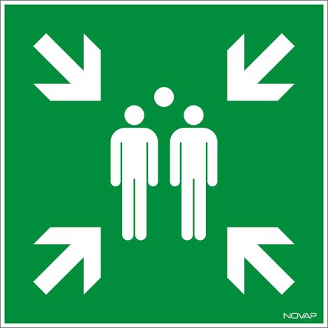 Marquage au sol adhésif pour extérieur 480X480 - Logo point de rassemblement - 8006235 (1/5)