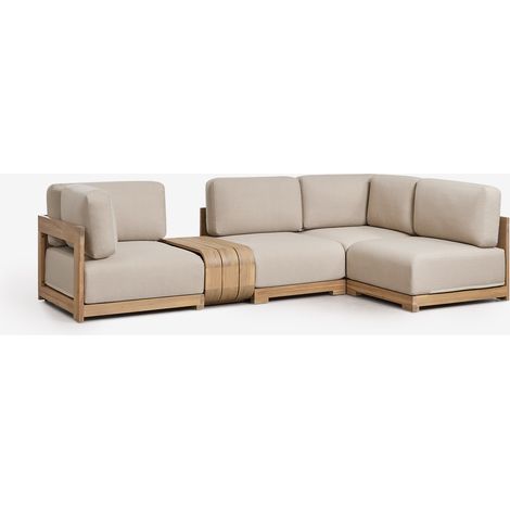 Sofá modular rinconera de jardín de 4 piezas y mesa auxiliar en madera de acacia Brivori SKLUM (1/5)