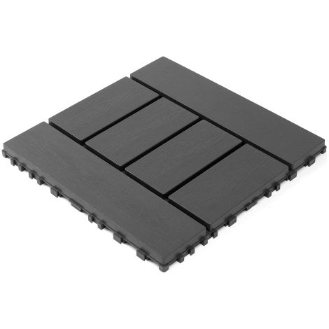 Dalles de terrasse style H de 30 cm (12 po), modules emboîtables à poser soi-même, pour l'extérieur et l'intérieur, installation facile et rapide, idéales pour porche, piscine, balcon ou jardin. 44 pi (1/5)