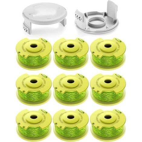 Suitable for RYOBI lawn mower accessories, AC80RL3/AC14HCA grass trimmer head, grass cutting rope (9 Spool, 2 Cover) (1/5)