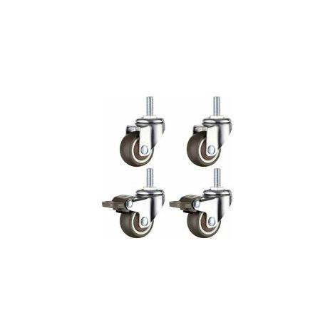 Roulette Pivotante Haute Résistance - Diamètre Roue 38 mm - Filetage M8 x 20 mm - Charge Max 22 kg - Avec Frein - Lot de 4 (1/5)