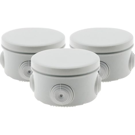 Anschlussdose – 3er-Pack – Grauer Kunststoff – Wasserdicht nach IP55 – Für elektrische Außenanwendungen – Ø 80 x 40 mm (1/5)