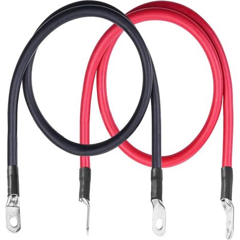 AWG, 50 cm langes Batteriekabel, 5-Gauge-Reinkupferdraht, mit 5/16"-Ringkabelschuhen, für Auto, Solaranlage, ATV, Rasenmäher, Motorrad, Boot, 2 Stück (1/4)