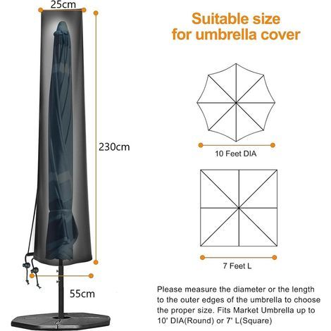 Sonnenschirmhülle 25 x 55 x 230 cm, wasserdicht und robust, aus Oxford-Gewebe gefertigt, strapazierfähige Schutzhülle für den Außenbereich mit Reißverschluss (1/4)
