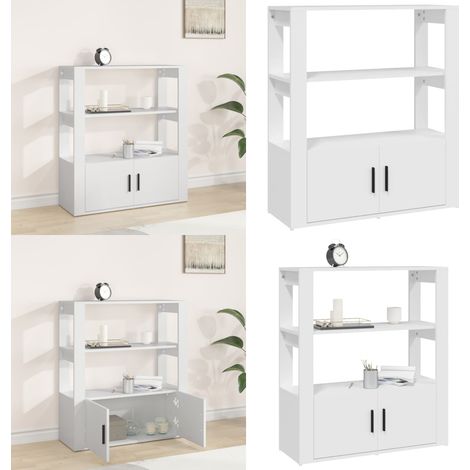 Buffet Blanc 80x30x90 cm Bois d'ingénierie - Buffet Blanc - Meuble Rangement - Commode - Bibliothèque - Décoration Intérieur - Home & Living