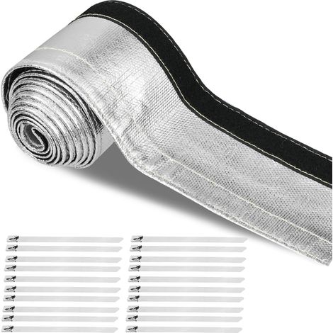 Aluminiumbeschichteter Schlauch, kompatibel mit Silberschlauch und Klettverschluss, 20 mm x 2 m, mit 20 Edelstahlbefestigungen (1/5)