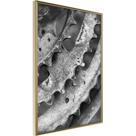 Affiche Murale Encadrée "Sprocket Wheel" 21 x 30 cm Or