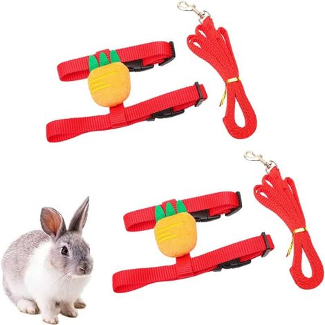 Pieces Adjustable Rabbit Harness and Leash Set Ferret Harness Guinea Pig Harness Adjustable Harness for Cats, Rabbits, Puppies, Ferrets and Other Small Animals (Red)