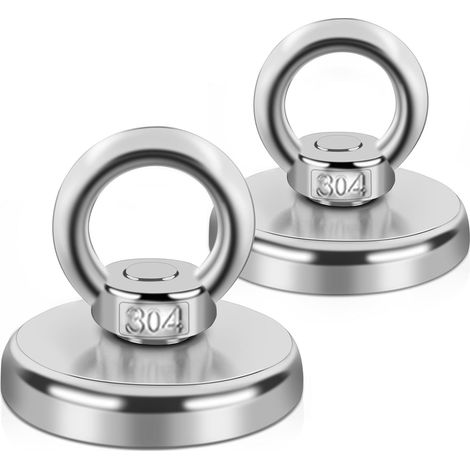 Neodym-Magnet, 70 kg Stärke, 42 mm Durchmesser, superstarker runder Angelmagnet mit leistungsstarken Magneten, leistungsstarke Magnete, perfekt für Industrie und Wissenschaft, 2 Stück