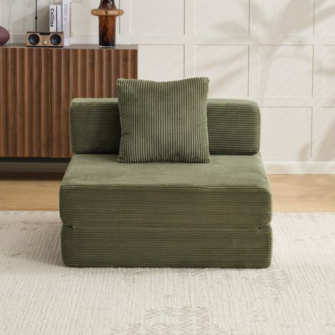 Fauteuil convertible 1 place en velours côtelé, pliable (1/5)
