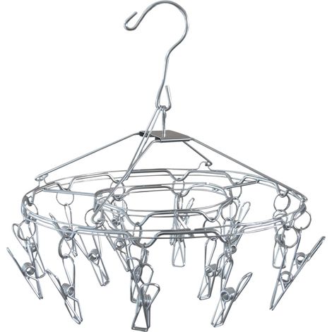 1 - Séchoir à Linge Rond - Accessoire Séchage Chaussettes - Inox Robuste - Pour Lingerie et Petits Vêtements - Intérieur Extérieur - Inox - 28,5x28,5cm (1/5)