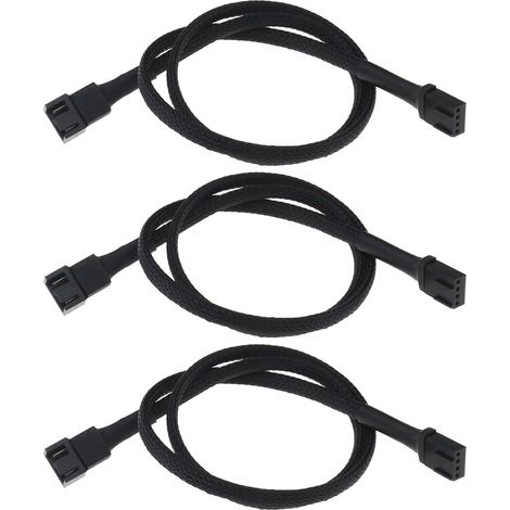 3er-Pack 4-Pin-Lüfterverlängerungskabel, kompatibel mit 3- und 4-Pin-PWM-Lüfteranschlüssen, 60 cm, 24 AWG, geflochtenes Nylon, Stecker auf Buchse (1/5)