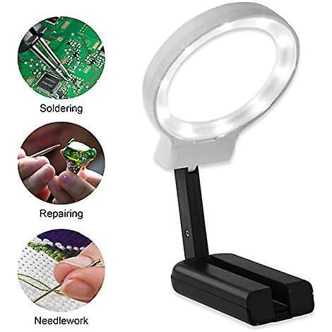 Transparente LED-Tischlupe zum Zusammenklappen – Große, 3-fach vergrößernde, tragbare Lupe zum Lesen, Prüfen, Schweißen, Nähen, Reparieren und für juristische Zwecke (1/5)