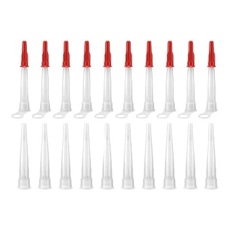 Lot de 20 Canules en Silicone, Buses d'Étanchéité PE Blanc 14mm avec Bouchons pour Pistolet à Calfeutrer, Accessoires pour Fenêtres, Portes, Cuisine, Salle de Bain, Bricolage (1/5)
