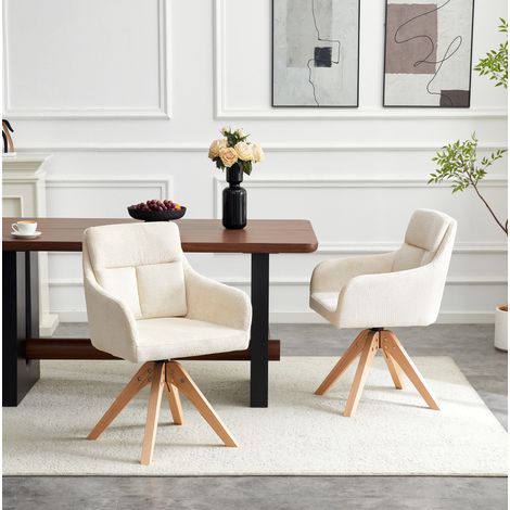 Chaises salle manger pivotantes lot de 2 beige OKMYHOME (1/5)