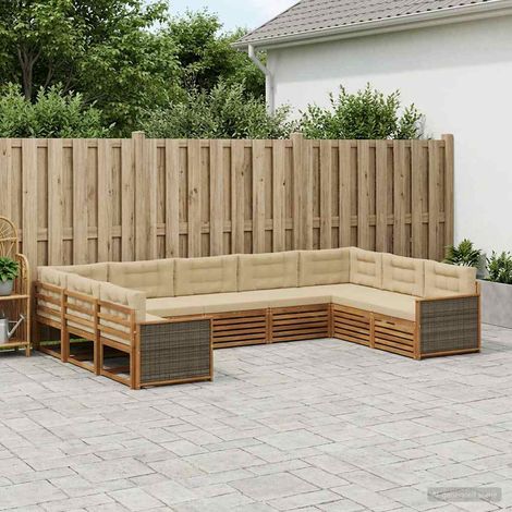 vidaXL Outdoor-Sofagarnitur 9 pcs Natur und Beige Massivholz Akazie (1/5)